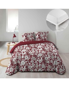 Pack parure de couette 240 x 220 cm Milady + drap housse 140 x 190 x 30 Blanc