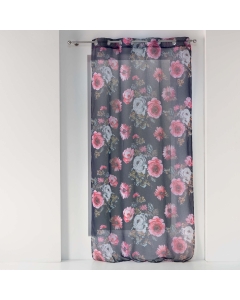 Voilage a oeillets 140 x 240 cm voile sable imprime flower life Prune