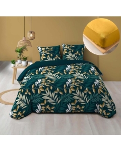 Pack housse de couette 260 x 240 cm Nelida + drap housse 160 x 200 Jaune