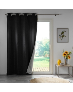 Lot de 4 rideaux à œillets occultants, thermiques et phoniques 140 x 260 cm - Darko Noir