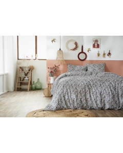 Parure de lit 240 x 220 cm - Housse de couette + 2 taies d'oreiller - Coton 57 fils imprimé Malia