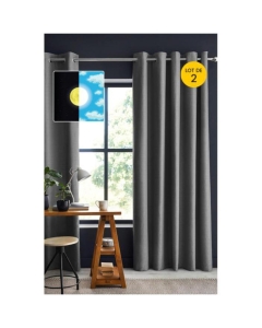 Lot de 2 Rideaux 100% occultant luxe 140 x 260 cm Obscure Anthracite