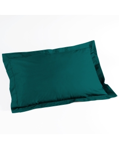 Taie d'oreiller volant plat 50 x 70 cm uni 57 fils lina  +point bourdon Petrole