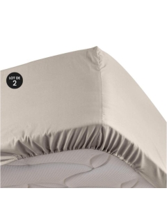 Lot de 2 Drap housse 100% percale ultra doux 180 x 200 cm 78 fils bonnet 30 cm Lin