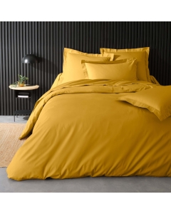 Housse de Couette Jaune en Percale de Coton - Douceur et Élégance 260 x 240 cm