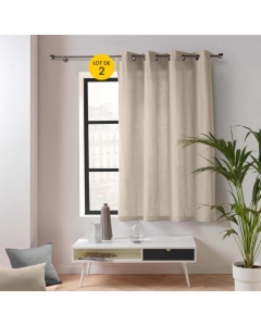 Lot de 2 rideaux petite hauteur 135 x 180 cm coton/polyester recyclé Twily Beige