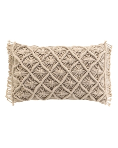 Coussin dehous. compr. franges 30 x 50 cm coton macrame indy Sans