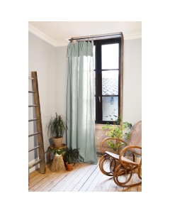 rideau ajustable + 8 anneaux pince 140 x 300 cm gaze de coton unie gaïa eucalyptus