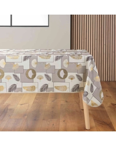 Nappe rectangle 145 x 240 cm polyester imprime metallise natane Naturel