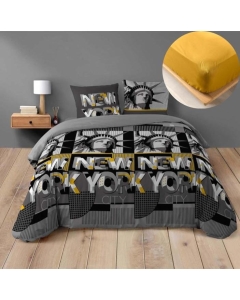 Pack parure de couette 240 x 220 cm Bigcity + DH 140x190 cm Jaune