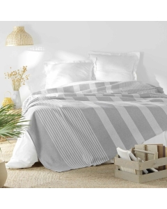Couvre lit 2 personnes 240 x 260 cm coton/polyester tisse adele Gris