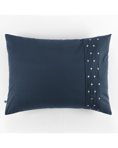 Taie d'oreille brodée 100% coton luxe 57 fils 50 x 70 cm Agathe Bleu foncé