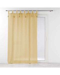 Voilage à passants + pompons 140 x 240 cm polyester effet lin Dalila Miel