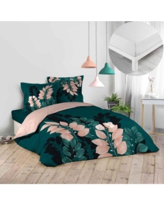 Pack parure de couette 240 x 220 cm Belline + drap housse 140 x 190 x 30 Blanc
