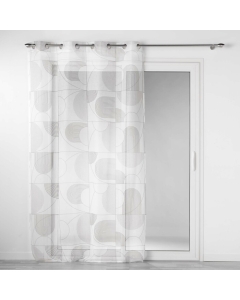 Voilage a oeillets 140 x 280 cm voile sablé imprimé Esquisse Blanc