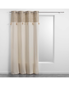 Lot de 4 Rideaux à Œillets - 140 x 240 cm - Polycoton Uni avec Haut Métallisé Sultan Or