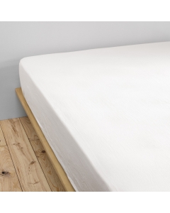 Drap housse luxe double gaze de coton 140 x 190 x 30 cm Nuit douce Blanc