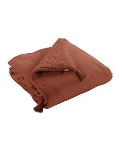 Bout de lit gaze de coton 90 x 220 cm Terracotta