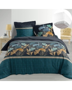Pack Housse de couette 220x240 cm Percale luxe  Blondy + drap housse 140x190x30 Blanc