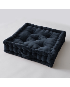 Coussin de sol 50 x 50 x 10 cm velours de coton césar minuit Bleu foncé