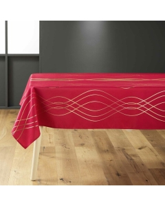 Nappe rectangle 150 x 240 cm polyester imprime metallise elona Rouge/or
