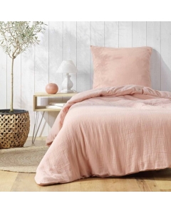 Parure de lit 140 x 200 cm double gaze coton uni 57 fils Angelia Rose