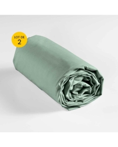 Lot de 2 draps housse king size 180 x 200 cm coton 57 fils Sauge