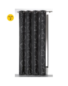 Lot de 2 rideaux tamisant 140 x 260 cm imprimé Bully Anthracite