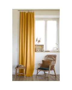 Rideau ajustable + 8 anneaux pince 140 x 270 cm lin lavé français luxe soline Jaune
