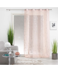Voilage a oeillets 140 x 240 cm en voile imprimé métallisé Artyline Rose/argent