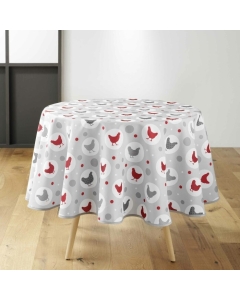 Nappe ronde (0) 180 cm polyester imprime suzette Gris