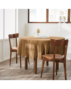 Nappe ronde (0) 180 cm gaze de coton unie Gaïa Camel