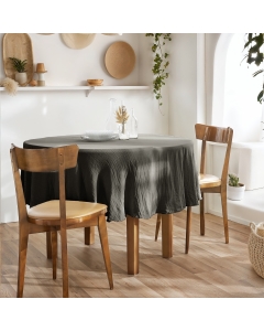 Nappe ronde (0) 180 cm gaze de coton unie gaïa granit Anthracite