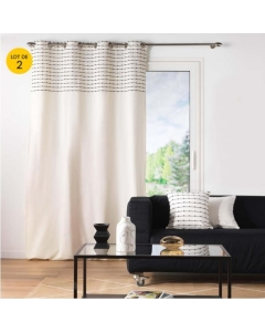 Lot de 2  Rideaux tamisant 140 x 240 cm coton recyclé + fils coupés Linechic Naturel