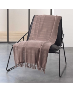 Jeté de canapé a franges 220 x 240 cm 100% coton tissé lilia Taupe
