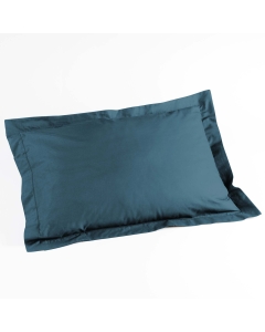 Taie d'oreiller volant plat 50 x 70 cm uni 57 fils lina  +point bourdon Bleu nuit