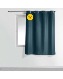 Lot de 2 rideaux petite hauteur 140 x 180 cm Polyester Essentiel Marine