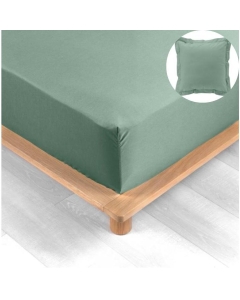 Pack drap housse king size 180 x 200 cm + 2 taies en percale 78 fils Tilleul