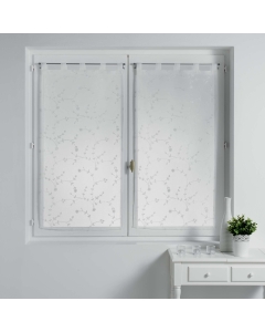 Paire droite passants 2 x 60 x 160 cm voile sable brode petite fleur Blanc/Blanc
