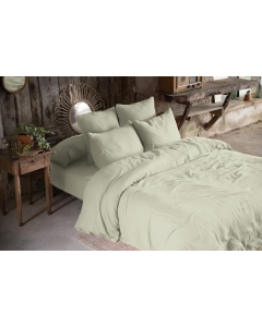 Pack double gaze de coton housse de couette 260 x 240 cm + 2 taies d'oreiller 60 x 60 vert Vert