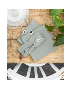 lot de 3 serviettes 40 x 40 cm gaze de coton unie gaïa eucalyptus