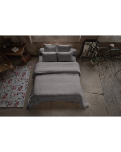 Pack double gaze de coton housse de couette 260 x 240 cm + 2 taies d'oreiller 50 x 70 anthracite Anthracite