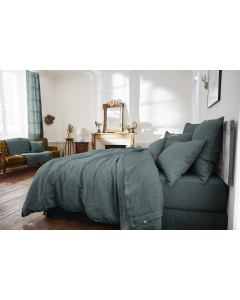 Drap plat 240 x 300 cm lin lavé soline Gris foncé