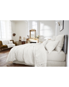 Drap plat 240 x 300 cm lin lavé soline craie Blanc