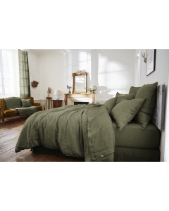 Drap Plat Soline 100% lin lavé – 270 x 300 cm – Thym (Lin Français)