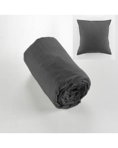 Drap housse flanelle chaude 140 x 190 cm Bonnet 30 cm  + 2 taies 63 x 63 Anthracite