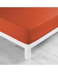 Drap housse 2 personnes 140 x 190 x 30 cm coton 57 fils Lina Paprika