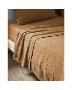 Drap plat 270 x Drap plat 270 x 300 cm Double gaze de coton luxe Gaïa Camel