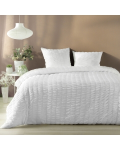 Douceur Plissée - Ensemble Housse de Couette Plissia 240 x 220 cm en Microfibre