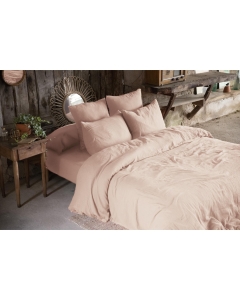 Pack double gaze de coton housse de couette 260 x 240 cm + 2 taies d'oreiller 50 x 70 rose Rose